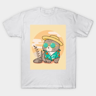 Summer Vacation Cat T-Shirt